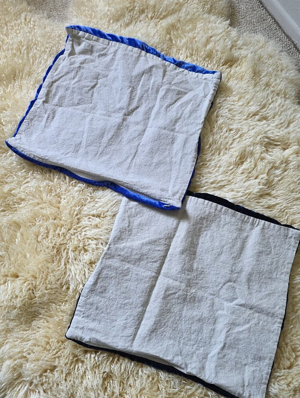 West Elm Blue Velvet Pillowcases Set Of 2